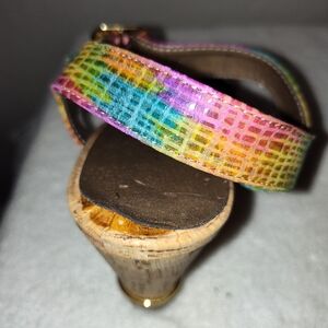 Ditto by Van Eli Rainbow Snakeskin Cork Wedge Sandals